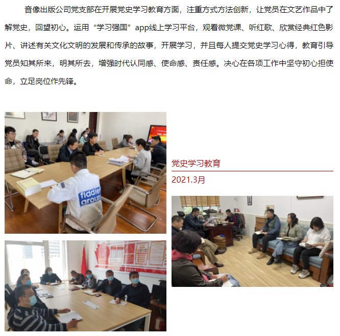 集團各黨支部三月認真開展黨史學習教育